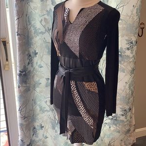 Sexy long sleeve dress with belt